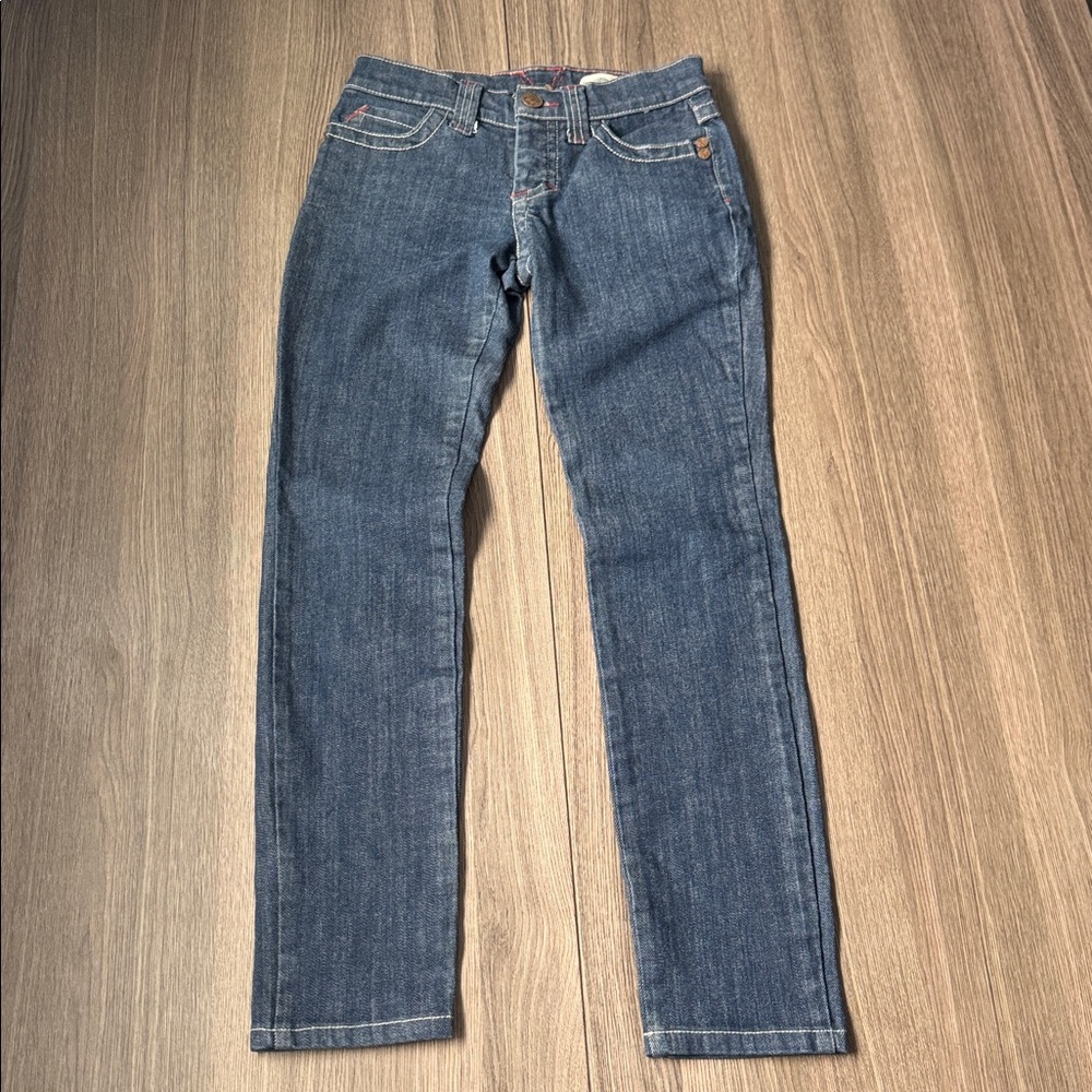 B. United Y2K Low Rise Bootcut Jeans Size 24 Made in Los Angeles Buckle Pocket